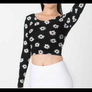 H&M Long Sleeve Daisy Crop Top Size M